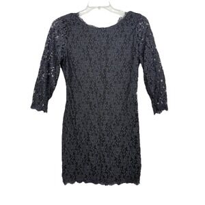 Diane Von Furstenberg Colleen Black Stretch Lace Sheath Dress - Size 10